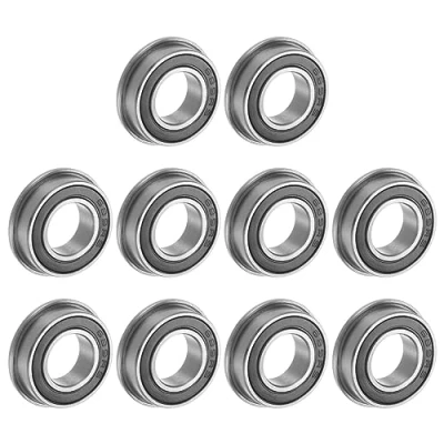 Image of uxcell F689 2RS Flanged Ball Bearing 9x17x5mm Double Sealed Chrome Steel Flange Bearings, 10pcs