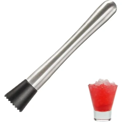 Image of 8 inch Cocktail Muddler, Stainless Steel Home Bar Accessories Tool for Making &amp; Creating Delicious Mojitos, Fruit Crushing