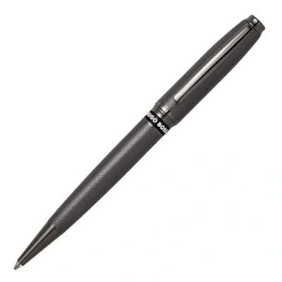 Image of Hugo Boss Stream HSW3784D Brass Ballpoint Pen in Gun Colour Length: 14.5 cm Blue