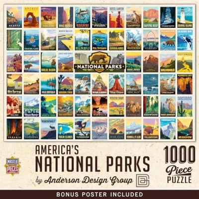 Image of MasterPieces National Parks Vintage Collage Poster Art 1000 Piece Adult Jigsaw Puzzle 19.25&quot; by 26.75&quot;