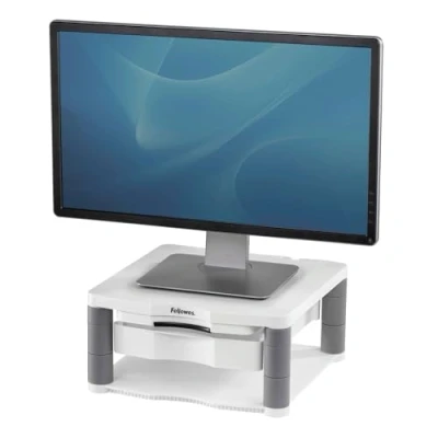 Image of Fellowes Premium Plus Adjustable Monitor Stand, White