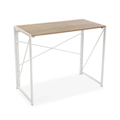 Image of Versa Jack Desk Table for the Computer, Room or Study, Folding, Measurements (H x L W) 74 45 90 cm, Wood and Metal, Colour White