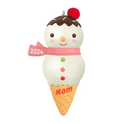 Image of Hallmark Keepsake Christmas Ornament 2024, Mom Snowman Ice Cream Cone Gifts for Moms