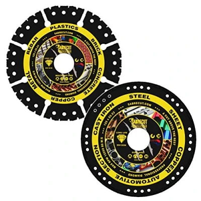Image of 2 x SabreCut VBSCK125 125mm (5&quot;) 22.23mm Bore Vacuum Brazed Metal &amp; Multi Material Cutting Angle Grinder Saw Diamond Disc Blades Compatible with Bosch Dewalt Makita Milwaukee and Many Others