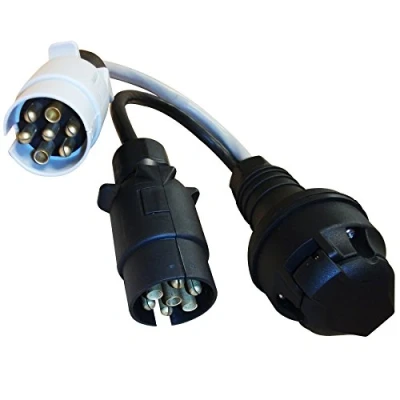 Image of 13 Pin Car Socket to 12N/12S Caravan Motorhome Towing Plug Adaptor