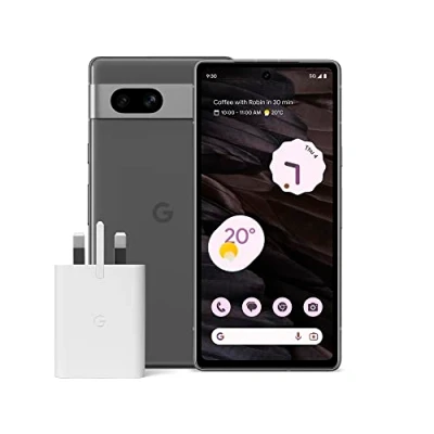 Image of Google Pixel 7a and 30W Charger Bundle Unlocked Android 5G Smartphone with Wide Angle Lens 24 Hour Battery Charcoal (Amazon Exclusive)