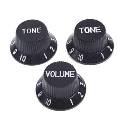 Image of Alnicov Guitar Control Knobs 1 Volumn 2 Tone Fits Metric Pots Compatible For Fdstrat Stratocaster Style Electric Parts. (Black)