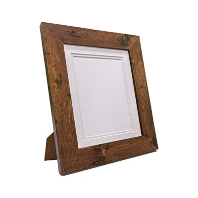 Image of Metro Vintage Wood Photo Picture Poster Frame with White on Ivory Double Mount 50 x 40 cm for Image Size 16 12 inch