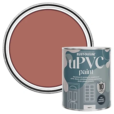 Image of Rust Oleum Red uPVC Door and Window Paint in Matt Finish Salmon 750ml
