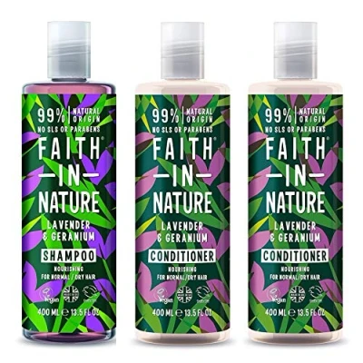 Image of Faith In Nature Lavender Shampoo &amp; 2 x Conditioner Trio