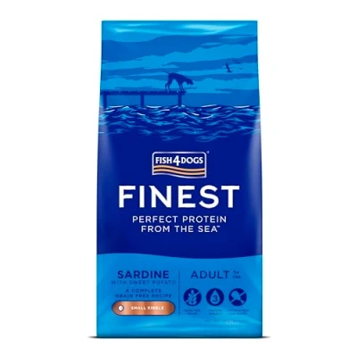 Image of Fish4Dogs Finest Adult Sardine with Sweet Potato Natural, Hypoallergenic Dog Food Great for Shiny Coats Rich in Omega 3, 6 and 9 (Small Kibble 12kg)