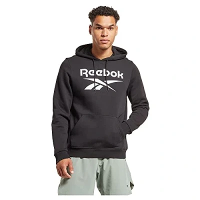 Image of Reebok Identity Stacked LOGO Hoodie, Men&#039;s, Size: Small, Black