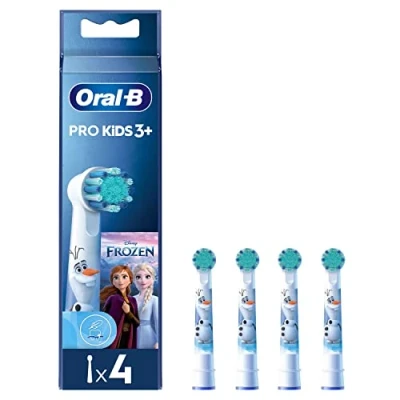 Image of Oral B Pro Kids Electric Toothbrush Head, with Disney Frozen Characters, Extra Soft Bristles, for Ages 3+, Pack of 4 Heads, White