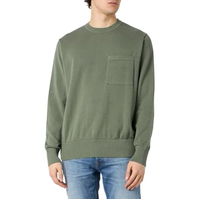 Image of JACK &amp; JONES Men&#039;s Jconeal Knit Crew Neck Jumper, Agave Green, S