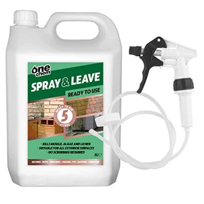 Image of One Chem 5 Litre Ready To Use Spray and Leave with added Long Hose Trigger Fencing Patio Decking Driveway Green Algae Mould Killer