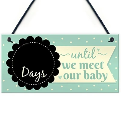 Image of RED OCEAN Chic Countdown New Baby Pregnancy Mum Hanging Wall Plaque Sign