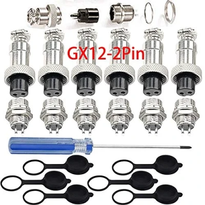 Image of RUNCCI YUN 18PCS Aviation Connector Plug, 12MM 2Pin Female Metal Wire Connectors 5A + Thread Male Rubber Protector Cap