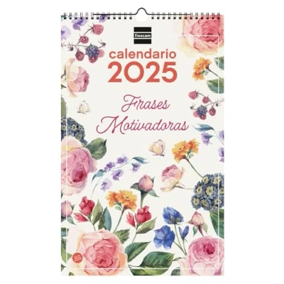 Image of Finocam Calendar Spiral Wall Pictures to Write 2025 Month View January December (12 months) Motivational phrases Spanish