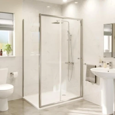 Image of 1000 x 760mm Sliding Shower Door Enclosure Side Panel 4mm Safety Glass Framed
