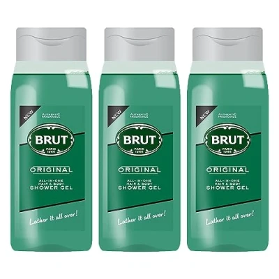 Image of 3 x Brut Original All In One Showergel Hair &amp; Body Duschgel je 500 ml for men