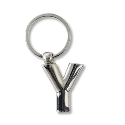 Image of if Metal Personalised Alphabet Letters Y Keyring, 7 cm, Silver