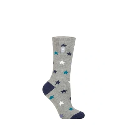 Image of Women&#039;s 1 Pair SOCKSHOP Heat Holders 1.6 TOG Lite Patterned and Striped Socks Innsbruck Stars Grey 4 8
