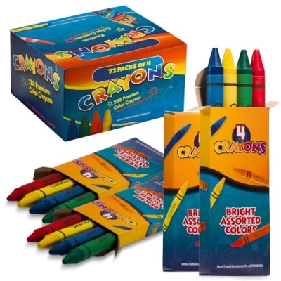 Image of Bedwina Bulk Crayons 288 Crayons! Case Of 72 4 Packs, Premium Colour for Kids and Toddlers, Non Toxic, Party Favors, Restaurants, Goody Bags, Stocking Stuffers