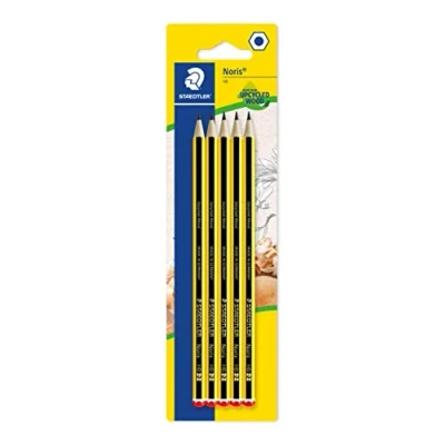 Image of STAEDTLER 120 2 BK5D Noris HB Pencils, 5 Count (Pack of 1), Yellow, Black