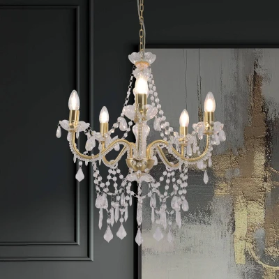Image of Näve Cecilia chandelier, gold, iron/acrylic, Ø 52 cm, 5 bulb.