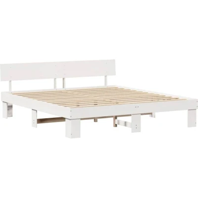 Image of With Headboard White 180 x 200 cm Solid pine wood Vidaxl