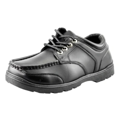 Image of Boys School Shoes, Faux Leather Lace Up, Black Casual Walking Shoes (Black, UK Footwear Size System, Big Kid, Numeric, Medium, 5)