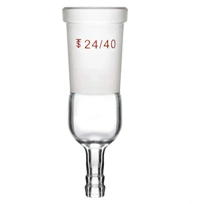 Image of StonyLab Glass Straight Inlet Adapter with 24/40 Female Joint Outer and 8mm ID 12mm OD Hose Connection Lab Glassware
