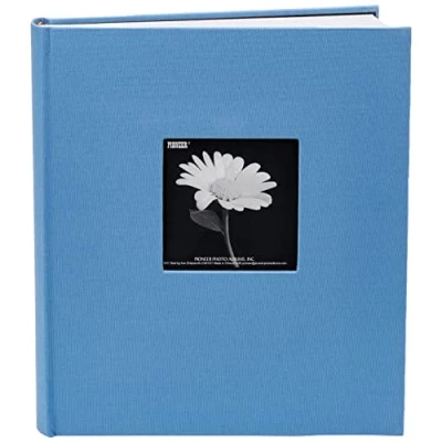Image of Fabric Frame Cover Photo Album 200 Pockets Hold 5x7 Photos, Sky Blue