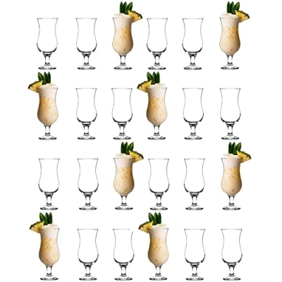 Image of LAV Fiesta Pina Colada Glasses 390ml Clear Pack of 24 Large Tall Hurricane Pineapple Martini Milkshake Party Drinking Glass Set