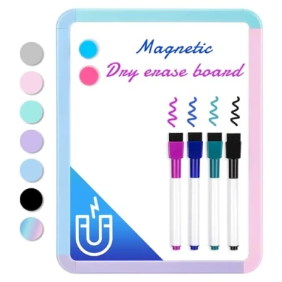 Image of VUSIGN Small White Board Dry Erase, 8.5&#039;&#039; x 11&#039;&#039; Magnetic Erase Board, Mini Whiteboard with Markers for Kids, Students, Fridge, Wall, Locker