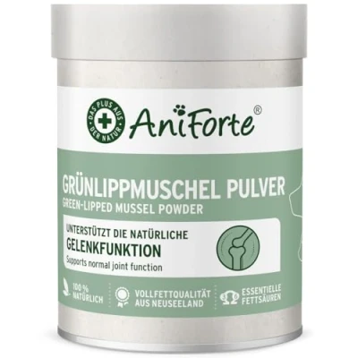 Image of AniForte Green Lipped Mussel for Dogs and Cats 100g Powder 100% Natural Joint Supplement with Glucosamine, Lipids, Omega 3 Fatty Acids, Minerals Amino Acids