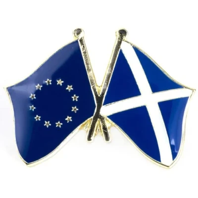 Image of Scotland EU Flags Friendship Enamel Pin Badge European Union Remain