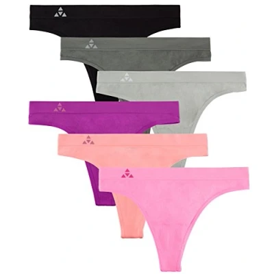 Image of Balanced Tech Women&#039;s Seamless Thong Panties 6 Pack Prism Medium