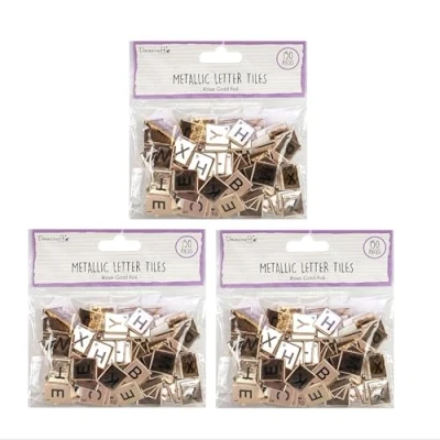 Image of Dovecraft Essentials Metallic Letter Tiles 3 Pack (Rose Gold)
