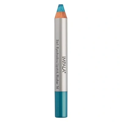 Image of IMPALA 3 in 1 Jumbo Pencil, Color 14 Metallic Blue Eyeshadow, Lipstick, and Blush Perfect Blending Soft Long Lasting Texture Intense Colors Easy to Apply