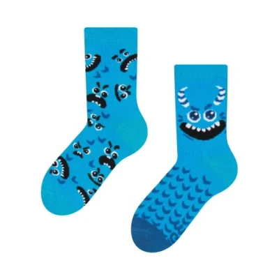 Image of Dedoles Unisex Socks for Women, Men &amp; Kids Cotton Funny Designs Football Bicycle Horses Plants Firefighter Gift Mismatched, Design: Monsters and Creatures, Colour: Blue, Size: 8 9.5 W / 9 11 M UK