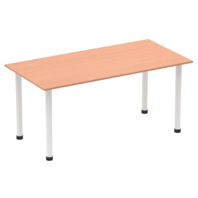 Image of Impulse 1600mm Straight Table Beech Top White Post Leg