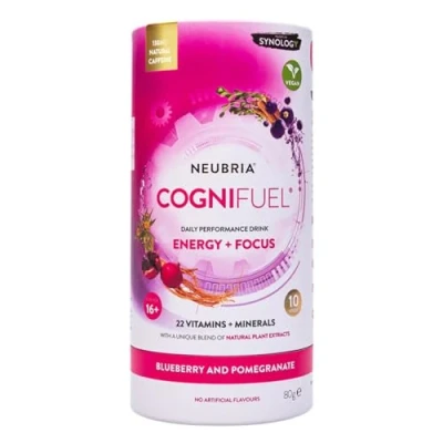 Image of NEUBRIA COGNIFUEL 10 Sachets Energy Drink for Focus, Mental &amp; Physical Performance Electrolytes Hydration, B Vitamins, Caffeine Plant Extracts Gym Workout Blueberry Pomegranate