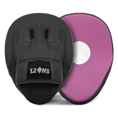 Image of Lions Curved Focus Pads Hook &amp; Jabs Gloves Punch Bag Mitts Boxing MMA Kick Training (Stone Pink)
