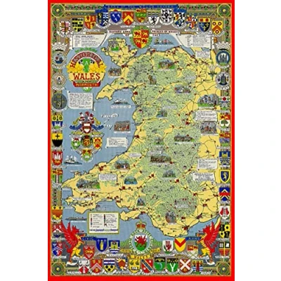 Image of Historical Map Of Wales &amp; Monmouth 1000 Piece Jigsaw Puzzle 690mm x 480mm (jg)