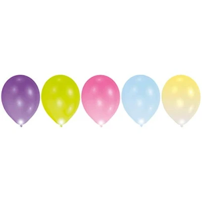 Image of amscan 10132720 Assorted LED Latex Balloon Party Decorations 5 Pcs