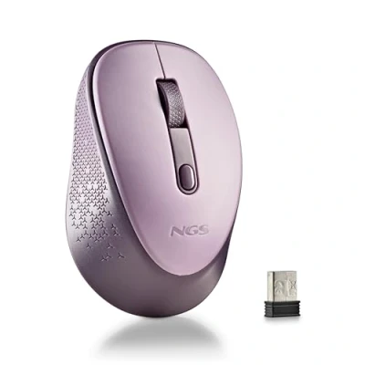 Image of NGS Dew Lilac Wireless Optical Mouse, Ergonomic Quiet Laptop High Precision with Nano Receiver, Ambidextrous, 800/1600 Adjustable DPI, Plug &amp; Play