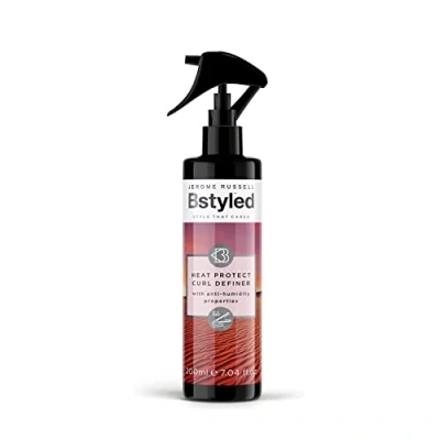 Image of Jerome Russell BStyled Heat Protect Curl Definer Curly Hair Products for Bouncy &amp; Frizz Ease with Pomegranate, Turmeric Bond building Technology, Vegan Care, 200ml