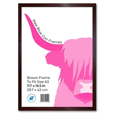 Image of A3 Brown Wooden Picture Frame 11.7 x 16.5 Inch (29.7 42cm) Acrylic Safety &#039;Glass&#039; Photo