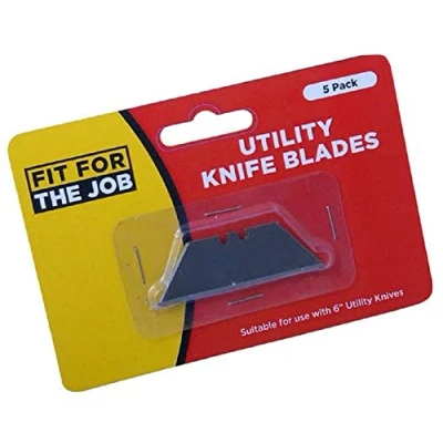 Image of Fit For The Job 5 Pack Heavy Duty 60mm 2.3 inch Universal Utility Knife Blades, Retractable Window Scraper Blade